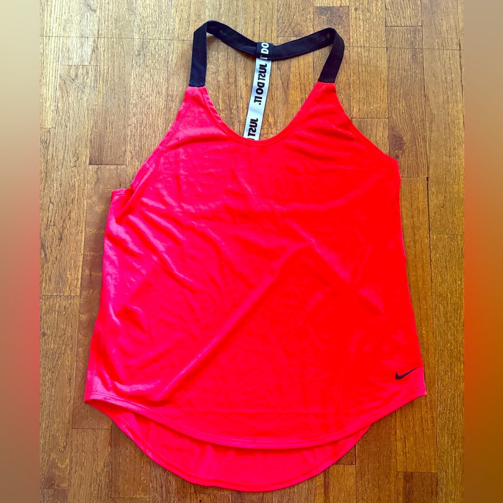Nike Women's Bright Red Dri Fit Tank Top with Black Straps